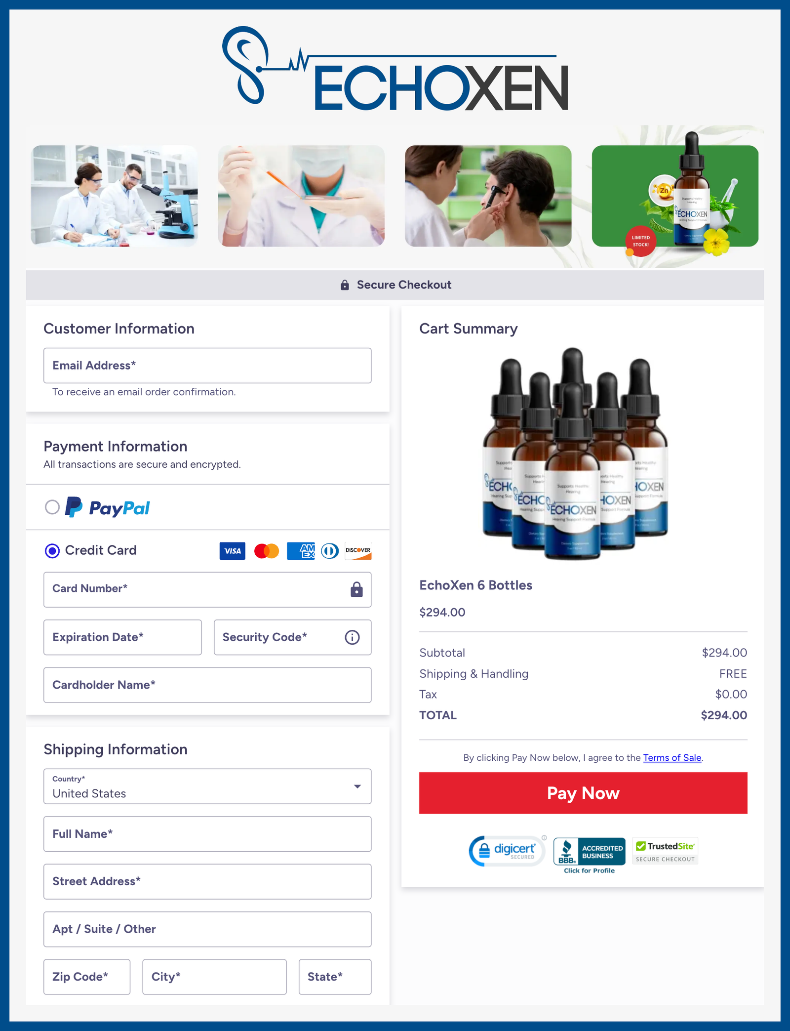 Echoxen Official Website Secure Order Page
